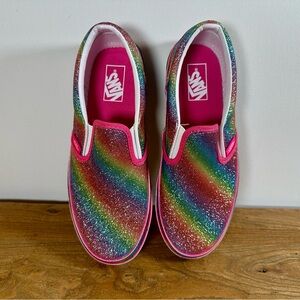 Vans Kids Sparkling Glitter Rainbow Slip-On Sneakers